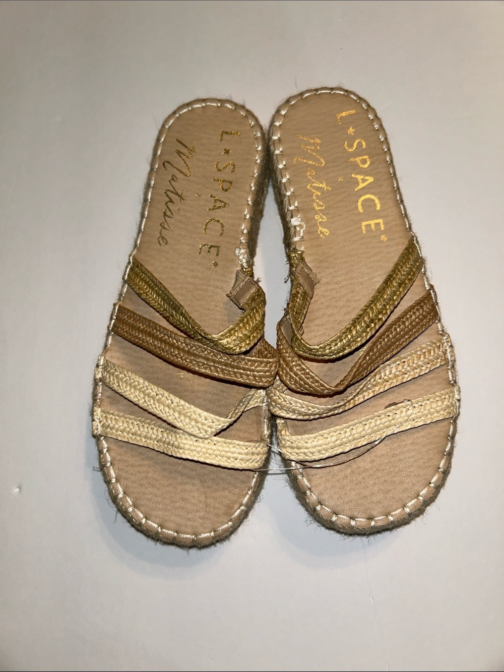 💐 10 for $50 L space + Matisse Braided Multi-Strip Slide Sandals in Gold and Tan